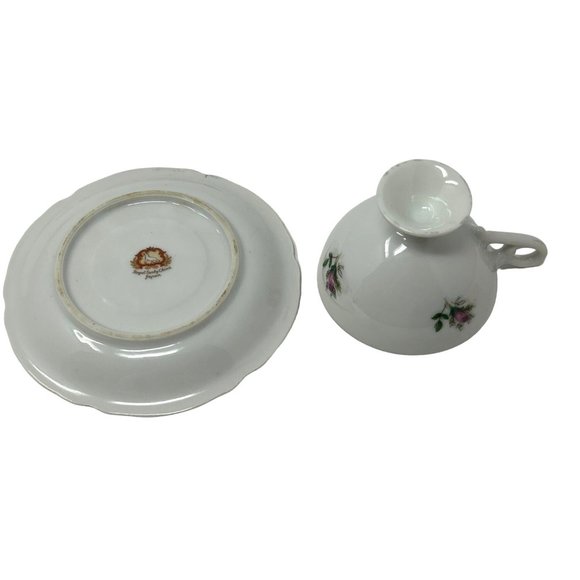 Royal Sealy China Demitasse Tea Cup and Saucer with Rose Design‎ - Vintage - Picture 5 of 8